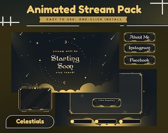 Animated Galaxy Stream Pack | Divine Celestial Overlays, Alerts, Panels (OBS Streamlabs)