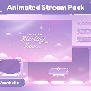 Pacote de fluxo animado Blush/Transição/Sobreposição de fluxo/Painéis/Céu/Simples/Estético/Tema fofo/Céu/Lua/Aconchegante/Estilo sonho