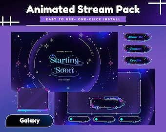 Overlay estetico celeste per Twitch / Pacchetto animato stella scintillante / Espulsione da Twitch e YouTube / Transizioni per pannelli di avviso / OBS Streamlabs