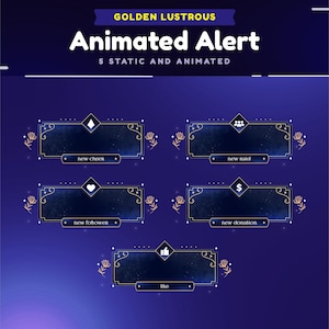 Golden Lustrous Animated Stream Alerts/Twitch & YouTube Alerts/Flower Gold/Starry Night Theme/Aesthetic Notifications/VTuber Alert/Elegant