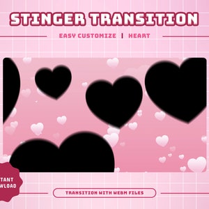 Heart Animated Stream Transition/Transition/Panels/Girly/Cute/Simple/Chill/Feminine/Lovely/Heart Felt Styles/Valentine/Loving Streamers