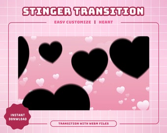 Transición de aguijón de corazón de San Valentín: Tema kawaii rosa suave para Twitch y OBS/Streamlabs