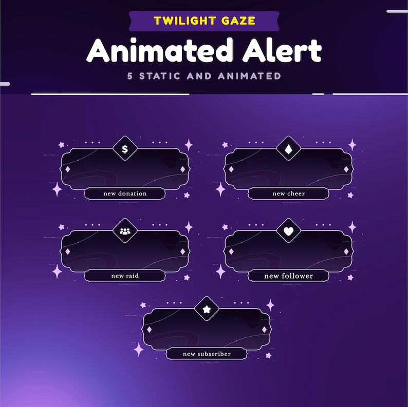 Twilight Gaze Animated Stream Alert Package for Twitch, Kick and ...