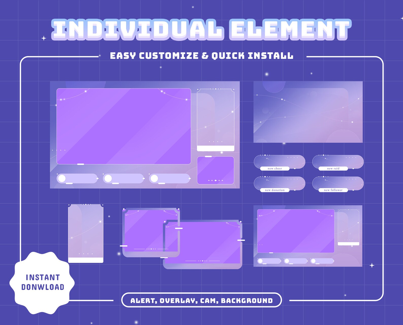 Animated String Light Animated Stream Pack: Soft Purple Glow for Obs ...