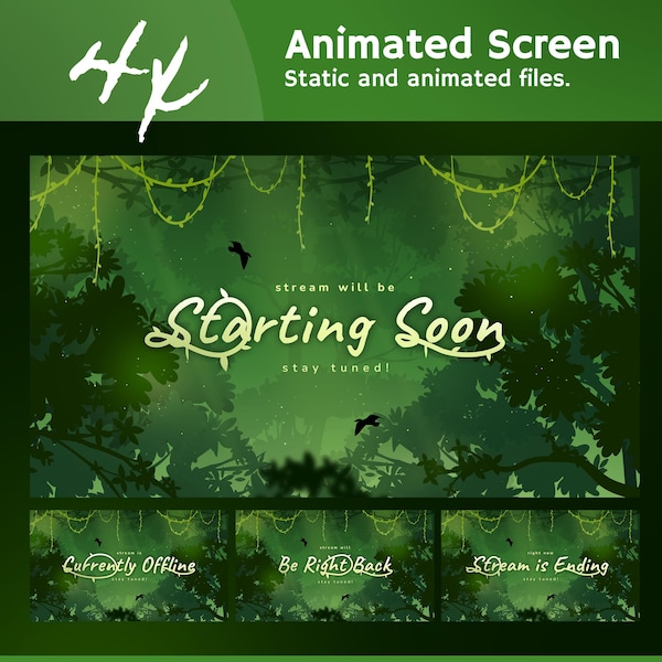Animated Nature Nest Stream Screens: Cozy Green Forest Vibe for Twitch, TikTok and OBS/Streamlabs