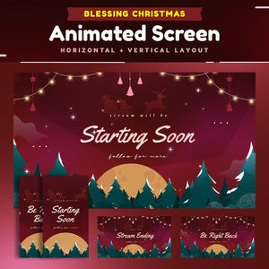 Blessing Christmas Animated Stream Screen for Twitch/Festive Winter Wonderland Background/Christmas Starting Soon/Vertical Stream for TikTok