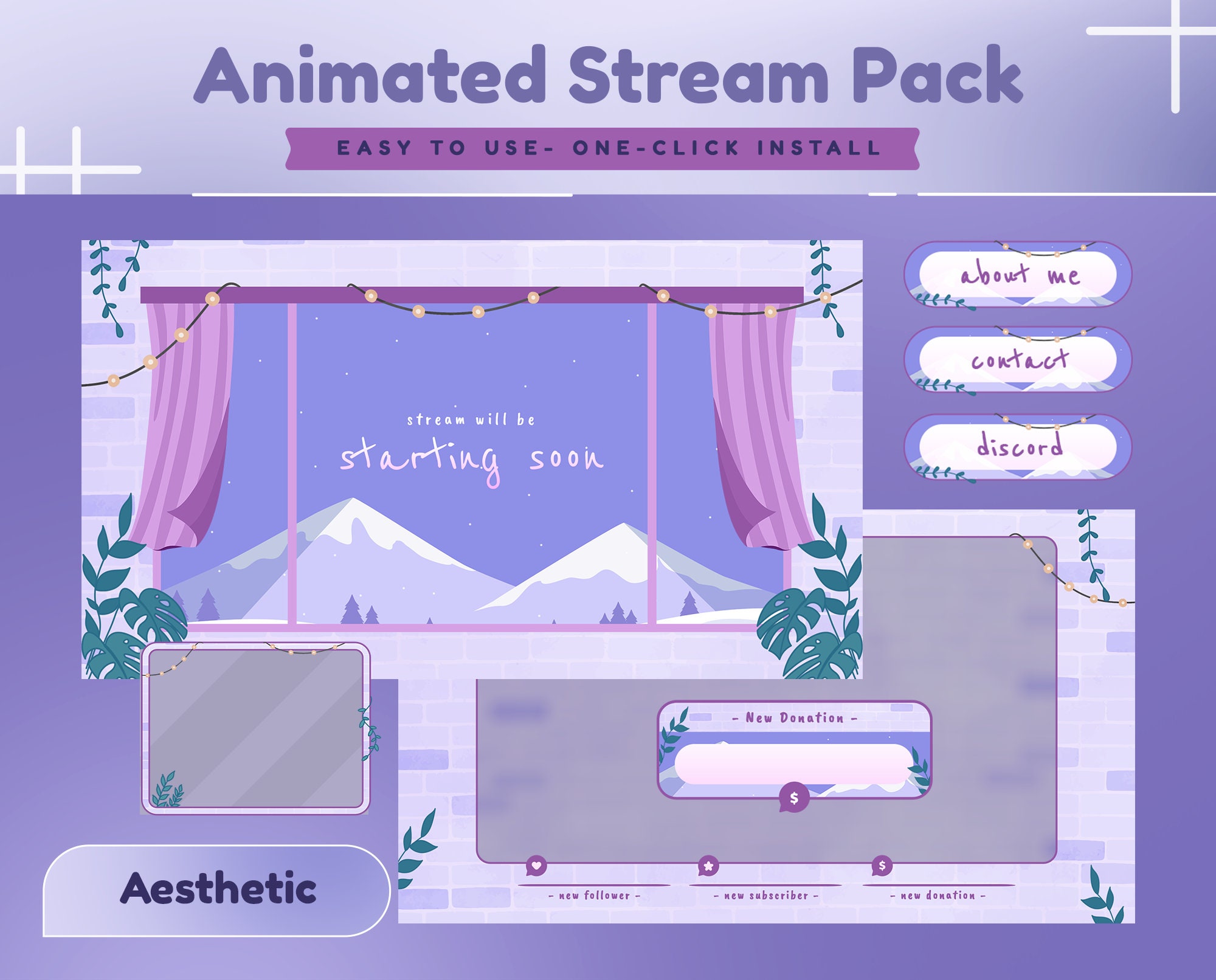 Cozy Indoor Stream Package | Animated Room Overlay, Alerts, Panels (OBS ...