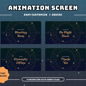 Zodiac Animated Stream Screens/Transition/Stream Overlay/Panels/Calm/Simple/Aesthetic/Celestial/Stars/Galaxy/Lines/Constellation