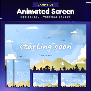 Camp Side Animated Stream Screen Package for Twitch/Aesthetic Background/Vertical Screen for Tik Tok/Stream Overlay Forest/Cute/Butterfly