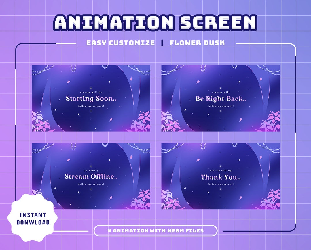 Flower Dusk Animated Stream Screen/transition/stream Overlay/panels ...