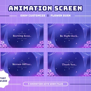 Flower Dusk Animated Stream Screen/Transition/Stream Overlay/Panels/Calm/Simple/Aesthetic/Cute Theme/Flawless/Jasmine/Cute/Violet