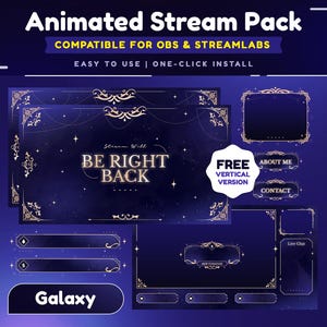 Midnight Majesty Animated Stream Overlay Package/Vertical Stream for TikTok/Celestial Aesthetic/Deep Blue Cosmic Theme/Twitch Overlay