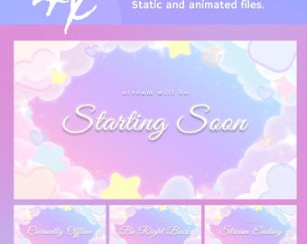 Animated Sugar Starfield Stream Screens: Kawaii Pastel Sky for Twitch and OBS/Streamlabs
