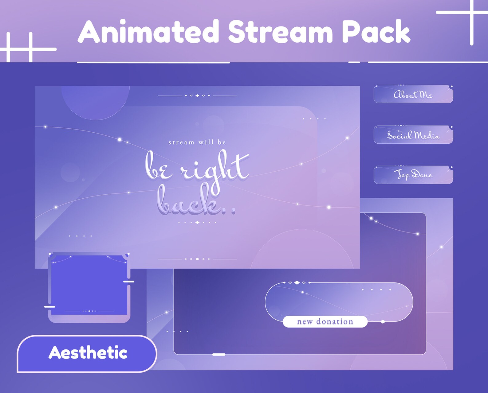 Animated String Light Animated Stream Pack: Soft Purple Glow for Obs ...