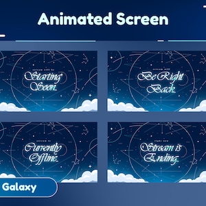 Skyline Synchrony Animated Screen Package/Stream Overlay/Aesthetic Theme/Cloud Design/Twitch Set/Transition/Animation/Blue and White Color