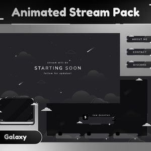 Atmosphere Animated Stream Package/Galaxy/Twitch Set/Panel/Stinger/Celestial Theme/Unique Stream/Aesthetic Dark/Black theme stream overlay