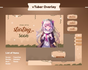 Flower Garden VTuber Stream Package: Animated Overlay, Transition, Panels (Digital Download)