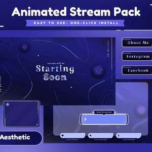 Rose Saga-geanimeerd stroompakket/Overgang/Stream-overlay/Panels/Blauw thema/Roos/Bloemen/Schattig thema/Bloem/Kalm/Vloeistof/Lijnen