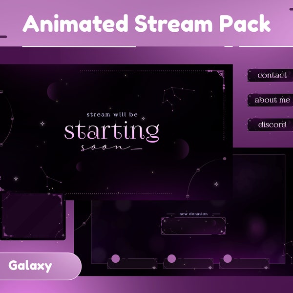 Pink Astro Animated Stream Package/Transition/Stream Overlay/Panels/Sky/Simple/Aesthetic/Galaxy/Cute Theme/Celestial/Cozy/Outer Space Style