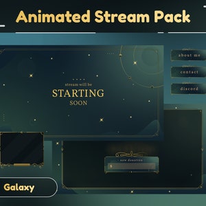 Pacote de transmissão animada Mystical Flare/Estética escura/Transição escura estética/Místico verde escuro/Tema verde escuro/Conjunto Twitch/Painéis