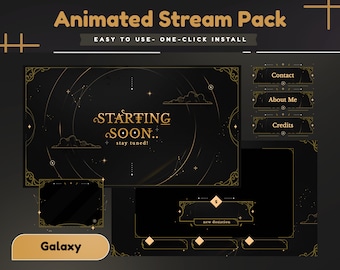 Sky Line Animated Stream Package/Stream overlay/Stream Package/Celestial Theme/Transition/Panel/Mystical Theme/Galaxy/Gold/Line/Cloud/Galaxy