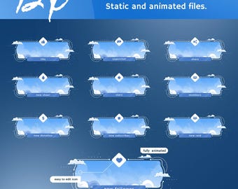 Animated Skybound Bliss Stream Alerts: Dreamy Blue Sky for Twitch and OBS/Streamlabs