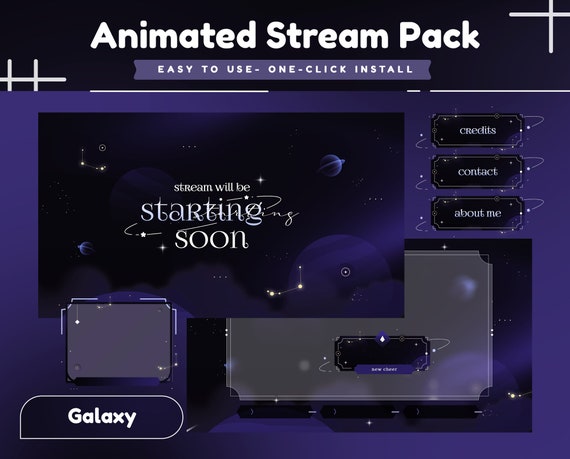 Astro Space Animated Stream Package/Transition/Stream Overlay/Panels/Sky/Simple/Aesthetic/Galaxy/Cute Theme/Celestial/Cozy/Outer Space Style
