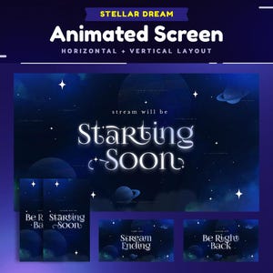 Stellar Dream Animated Stream Screens Package for Twitch/Escape Peaceful Galaxy Animated Background/Vertical Stream for TikTok/Starting Soon