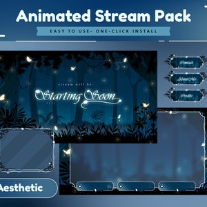 Pacote de fluxo animado Mystique Forest/Animação/Floresta/Design de árvore/Sobreposição de fluxo/Twitch estético/Tema floresta/Estético/Design de borboleta
