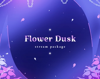 Flower Dusk Animated Stream Package/Transition/Stream Overlay/Panels/Calm/Simple/Aesthetic/Cute Theme/Flawless/Jasmine/Cute/Violet
