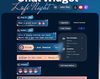 Lofi Night Chat Widget | Chill Dark Blue Aesthetic | Twitch YouTube | Animated Alerts & Role Colors | StreamElements OBS