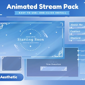 Calm Animated Stream Package/Stream Overlay/Transition/Panels/Pastel/Calm Theme/Simple/Smooth/BabyBlue/Snow/Liquid/Winter/Cute Theme
