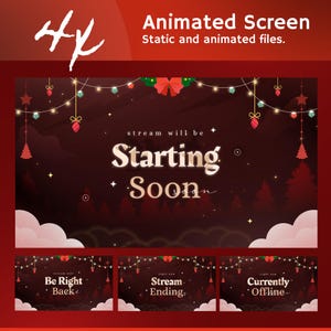 アニメーションクリスマスフィースト配信スクリーン：TikTokとOBS/Streamlabs向けの華やかなレッドゴールドホリデー