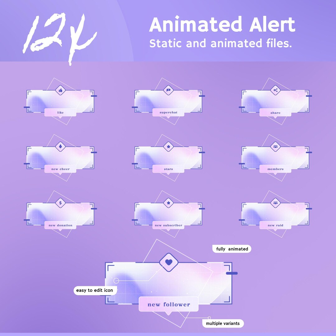 Animated Wide Lens Stream Alerts: Clean Pastel Gradient for Twitch and ...