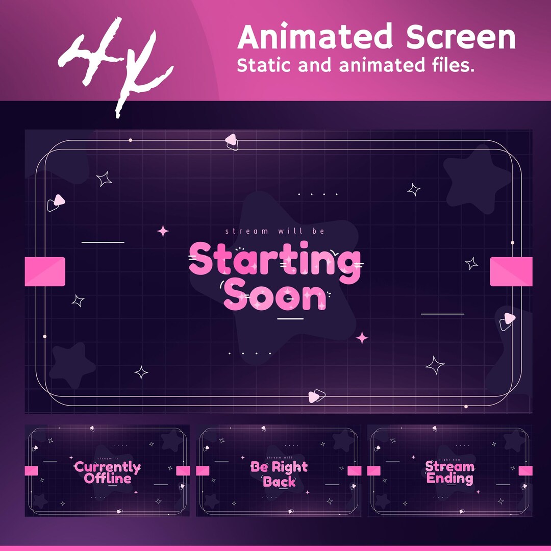 Animated Starlight Charms Stream Screens: Dreamy Purple Pink for Twitch ...