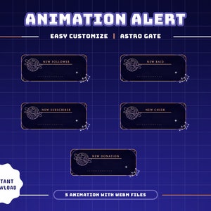 Astro Gate Animated Stream Alerts/Transition/Stream Overlay/Panels/Sky/Simple/Aesthetic/Galaxy/Cute Theme/Celestial/Cozy/Lines