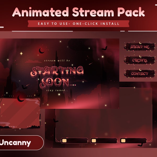 Lucian Bloodthorn Animiertes Stream Paket/Übergang/Stream Overlay/Panels/Horror/Unheimlich/Unheimlich/Unheimliches Thema/Dunkel Rot/Rote Farbe/Gespenstisch