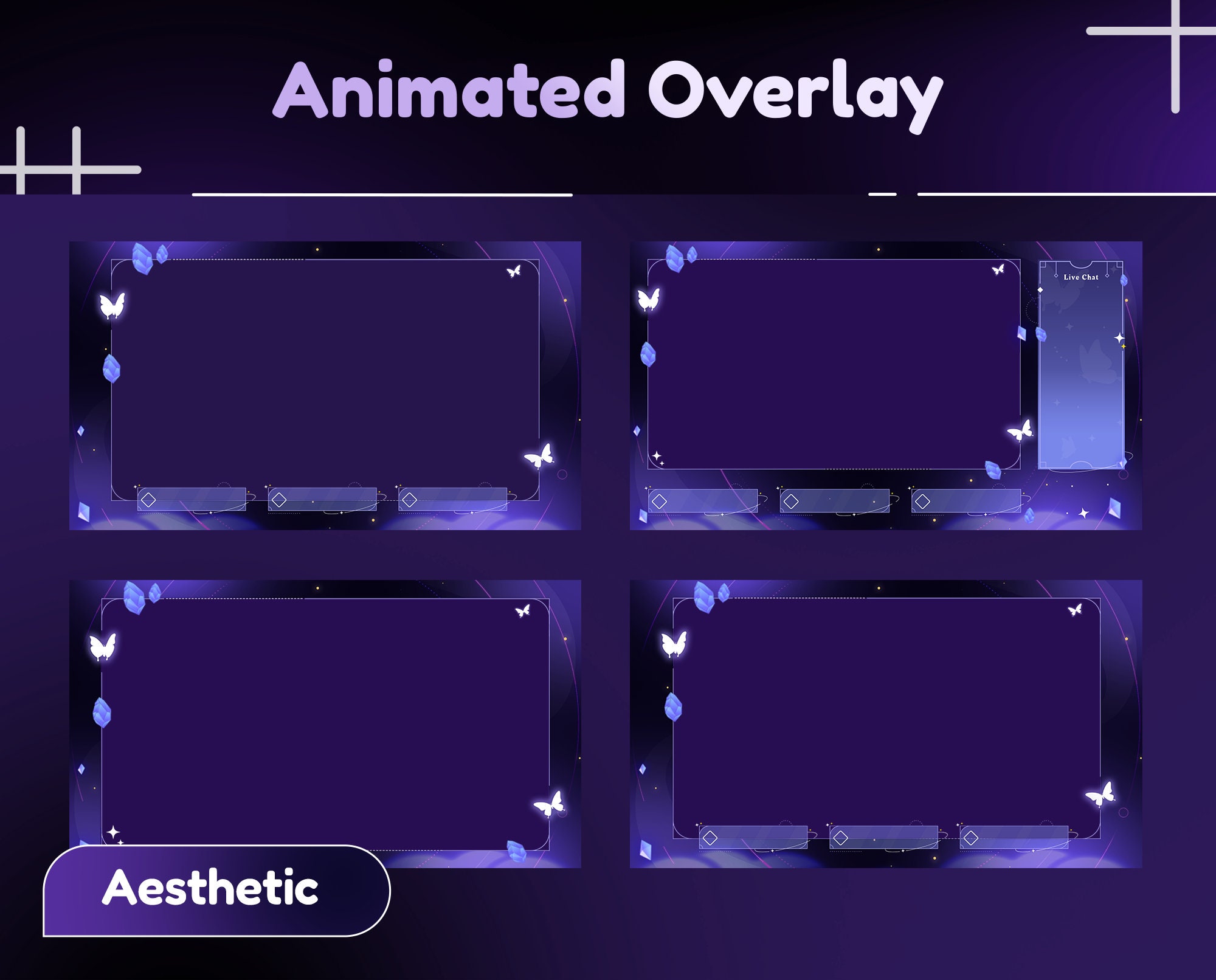 Kawaii Amethyst Stream Package | Crystal Animated Overlay | Twitch ...