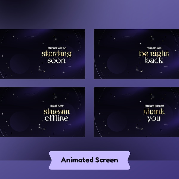 Golden Hour Animated Screen Package/Dark Blue Theme/Twitch Set/Panels/Calm Dark Theme/Unique Stream/Aesthetic Black/Transition Dark Blue