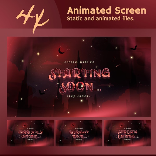 Gothic Horror Twitch Screens | Bloodthorn Animated Pack | Twitch TikTok Kick | Vertical Scenes Panels | OBS Streamlabs