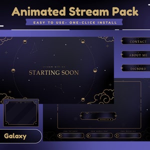 Celestial Animated Stream Package/Dark Blue Theme/Twitch Set/Panels/Calm Theme/Dark Theme/Unique Stream/Aesthetic Black/Transition Dark Blue