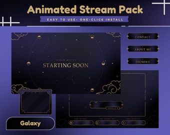 Celestial Animated Stream Package/Dark Blue Theme/Twitch Set/Panels/Calm Theme/Dark Theme/Unique Stream/Aesthetic Black/Transition Dark Blue