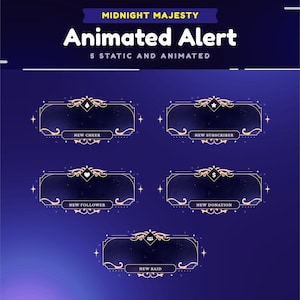 Midnight Majesty Animated Stream Alerts/Golden Celestial Pop-ups/Notification Overlay/Aesthetic Alerts/Twitch Alerts/Animation Alerts