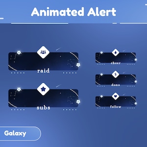 Nebula Garden Animated Stream Alert/Transition/Stream Overlay/Panels/Blue Theme/Celestial/Floral/Cute Theme/Flower/Galaxy/Simple/Aesthetic