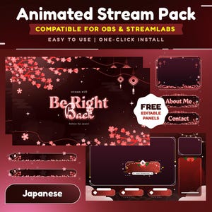 Sakurabi Rei Animated Stream Package for Twitch, Kick and Youtube/Stream Overlay Sakura/Twitch Overlay Red/Japanese Theme/Aesthetic Sparkle