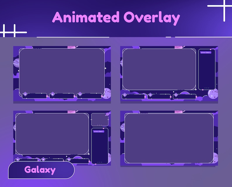 Animated Airy Space Stream Pack: Cute Purple Galaxy for Twitch and Obs ...