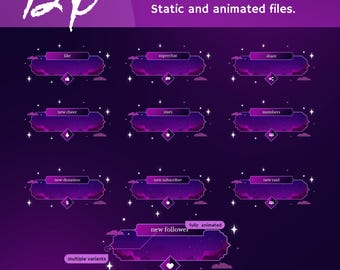 Animated Dreamy Night Stream Alerts: Cozy Purple Moonlit Theme for Twitch and OBS/Streamlabs