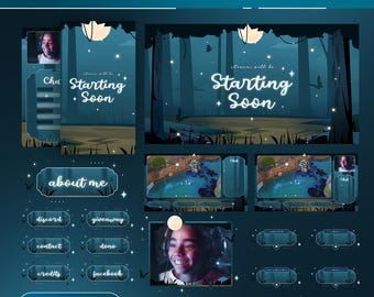 Animated Magical Forest Stream Pack: Mystic Green Woods for Twitch and OBS/Streamlabs