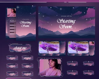 Animated Twilight Dreamscape Stream Pack: Ethereal Purple Galaxy for Twitch and OBS/Streamlabs