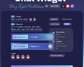 Glossy Purple Multistream Chat Widget | Aurora Theme | Animated & Customizable | Twitch: StreamElements OBS (Digital Download)